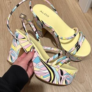 Aldo Women's Pastel Swirl Platform Sandals